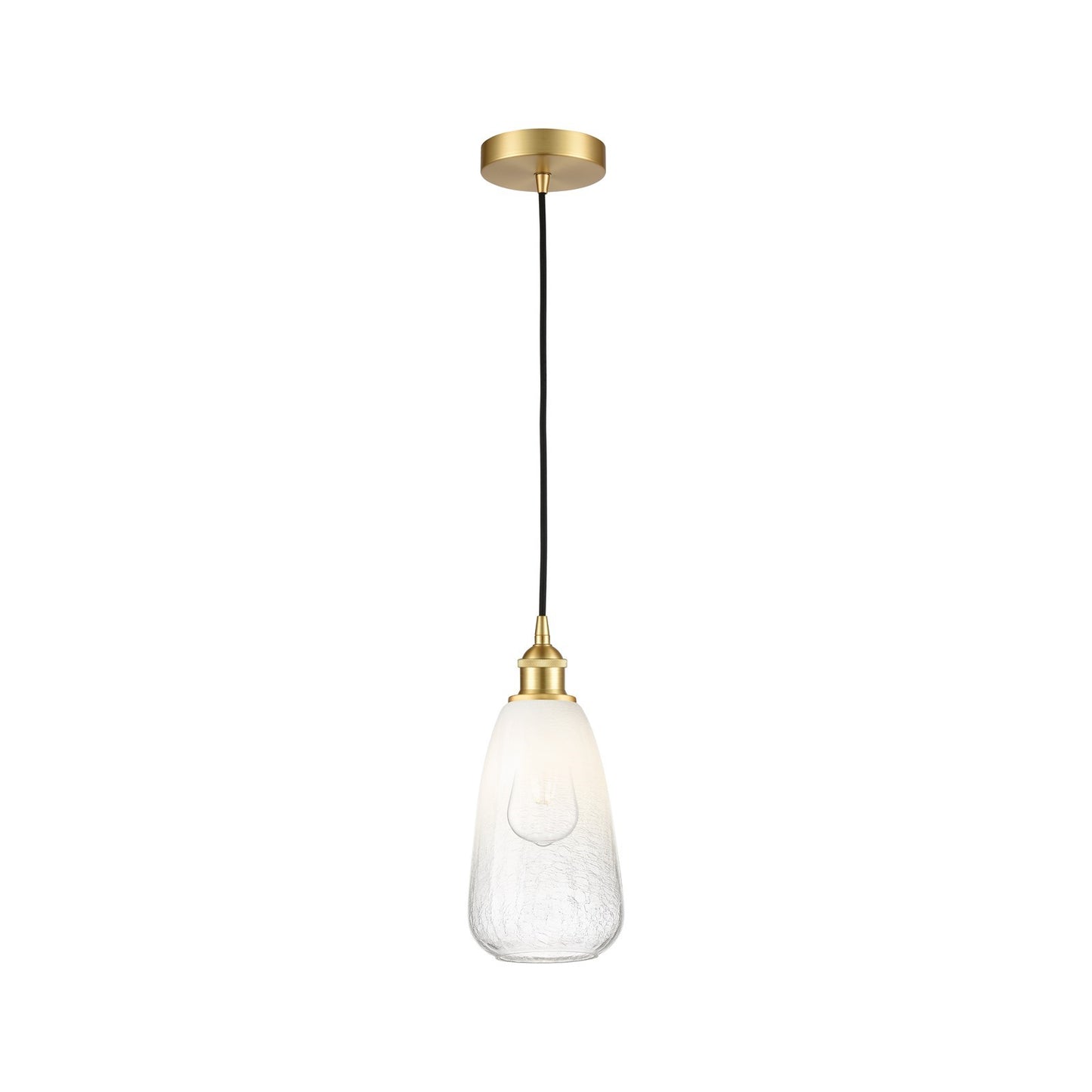 Innovations Brookhaven Almond 6in 1-Light Mini Pendant | Industrial Satin Gold Steel and Cast Brass with Opal Glass Shade | Model 616-1P-SG-G480-6OP