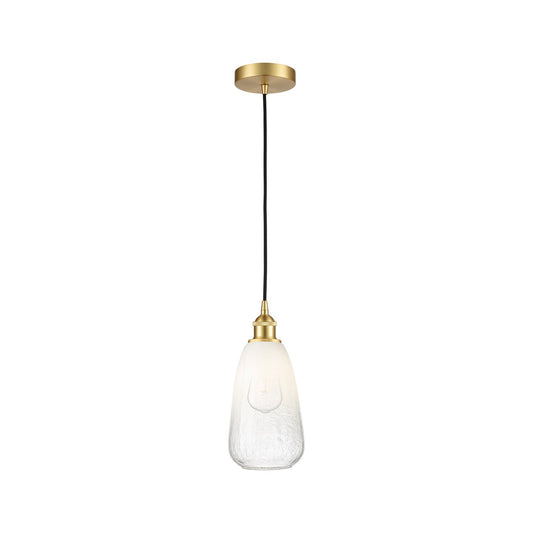 Innovations Brookhaven Almond 6in 1-Light Mini Pendant | Industrial Satin Gold Steel and Cast Brass with Opal Glass Shade | Model 616-1P-SG-G480-6OP