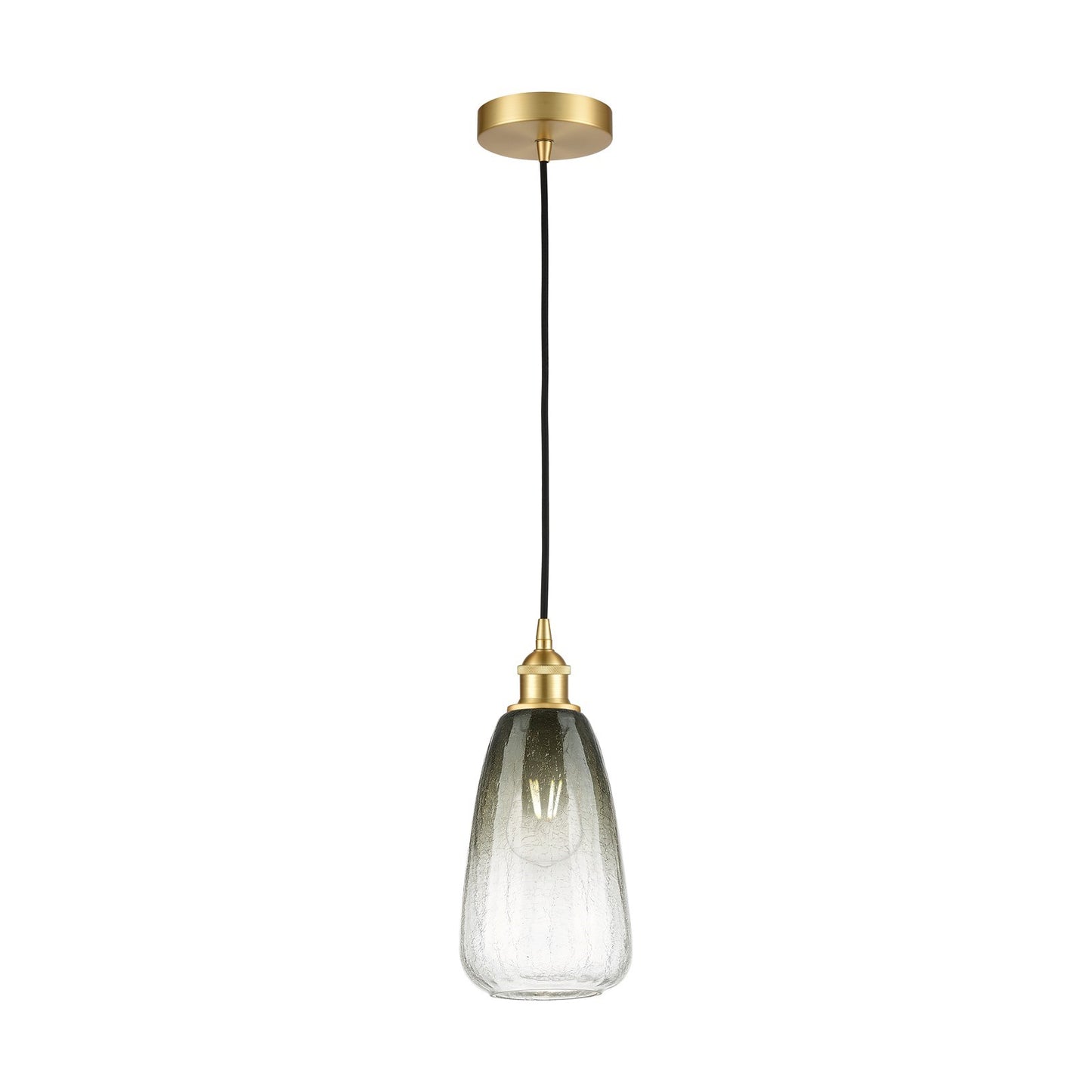 Innovations Brookhaven Almond 6in 1-Light Mini Pendant | Industrial Satin Gold Steel and Slate Glass | Kitchen Island & Dining | Model 616-1P-SG-G480-6SL