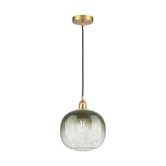 Innovations Brookhaven Sphere 11in 1-Light Mini Pendant | Industrial Satin Gold Steel and Slate Glass | Kitchen Island & | Model 616-1P-SG-G481-10SL