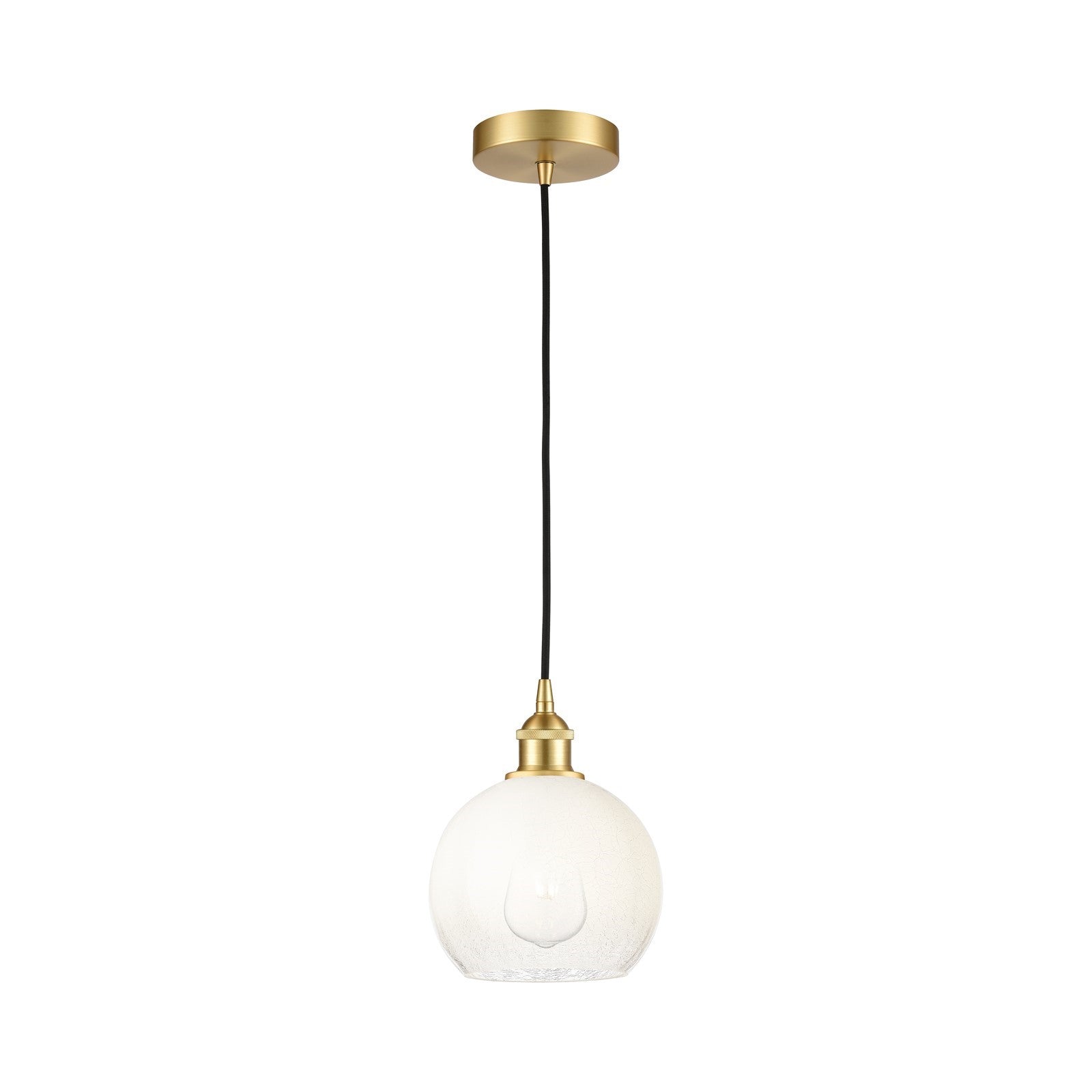 Innovations Brookhaven Globe 8in 1-Light Mini Pendant | Industrial Satin Gold Steel and Cast Brass with Opal Glass Shade | Model 616-1P-SG-G483-8OP