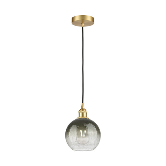 Innovations Brookhaven Globe 8in 1-Light Mini Pendant | Industrial Satin Gold Steel and Matte Black Glass | Kitchen Island & | Model 616-1P-SG-G483-8SL