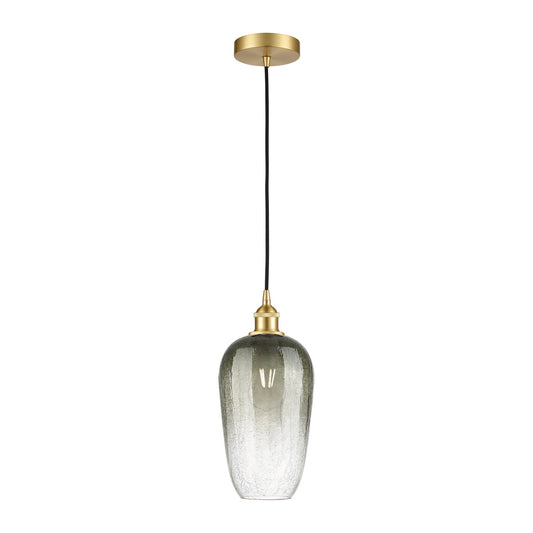 Innovations Brookhaven Flute 7in 1-Light Mini Pendant | Industrial Satin Gold Steel and Matte Black Glass | Kitchen Island & | Model 616-1P-SG-G484-7SL