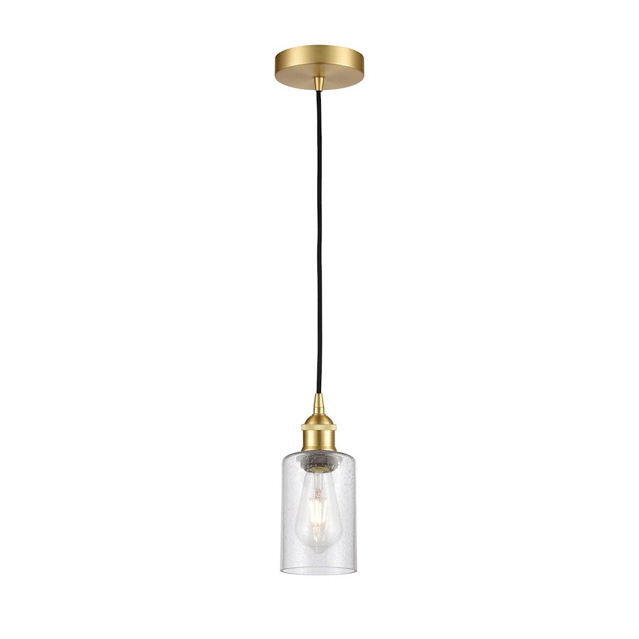 Innovations Clymer 1Lt 4" Cord Mini Pendant, Gold/Seedy