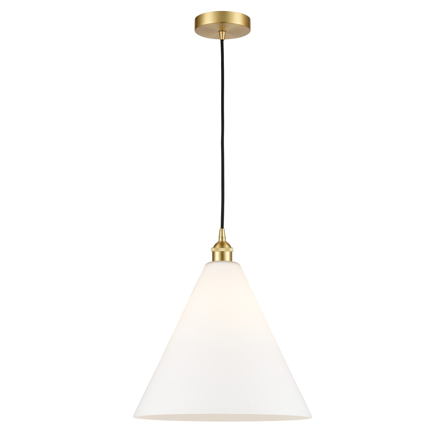 Innovations Berkshire 16in 1-Light Pendant | Industrial Satin Gold Steel and Matte White Glass | Kitchen Island & Dining | Model 616-1P-SG-GBC-161-LED