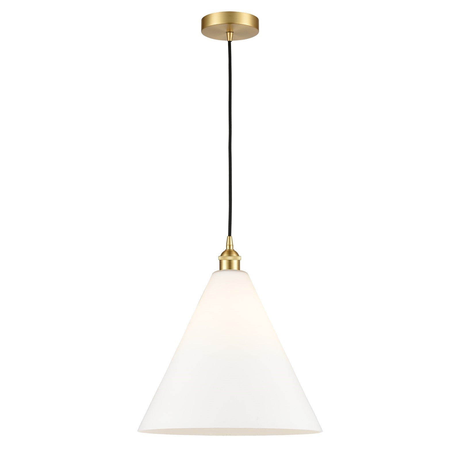 Innovations Berkshire 16in 1-Light Pendant | Industrial Satin Gold Steel and Matte White Glass | Kitchen Island & Dining | Model 616-1P-SG-GBC-161-LED