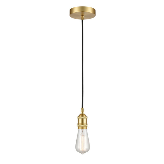 Innovations Lighting Edison 1-Light Mini Pendant | Contemporary Satin Gold Steel and Bare Bulb | Kitchen Island & Breakfast Bar | Model 616-1P-SG-LED