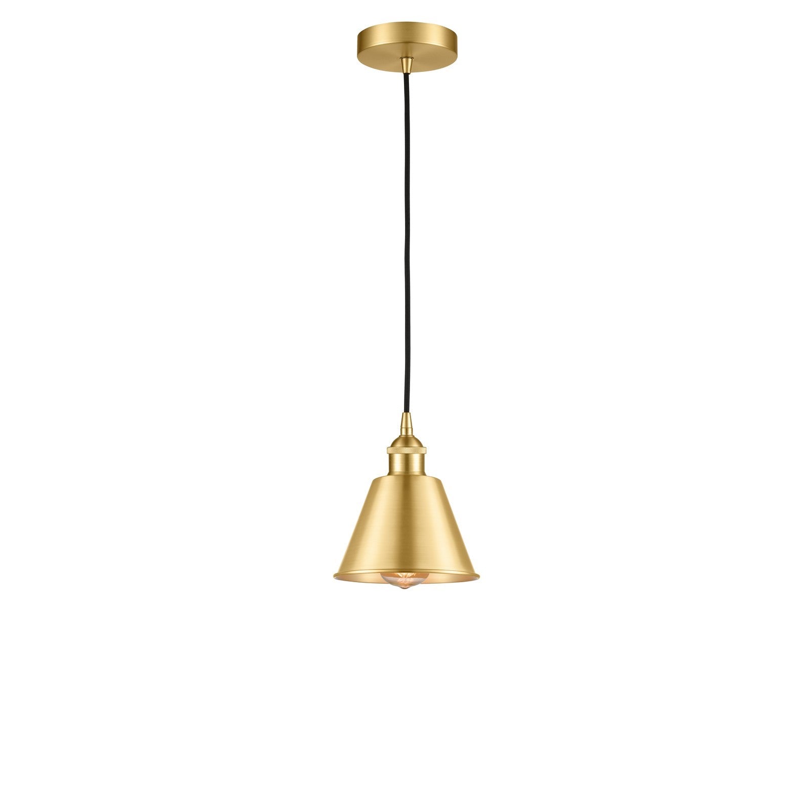 Innovations Smithfield 1-Light Mini Pendant | Industrial Farmhouse Satin Gold Steel and Cast Brass with Satin Gold Metal Shade | Model 616-1P-SG-M8-LED