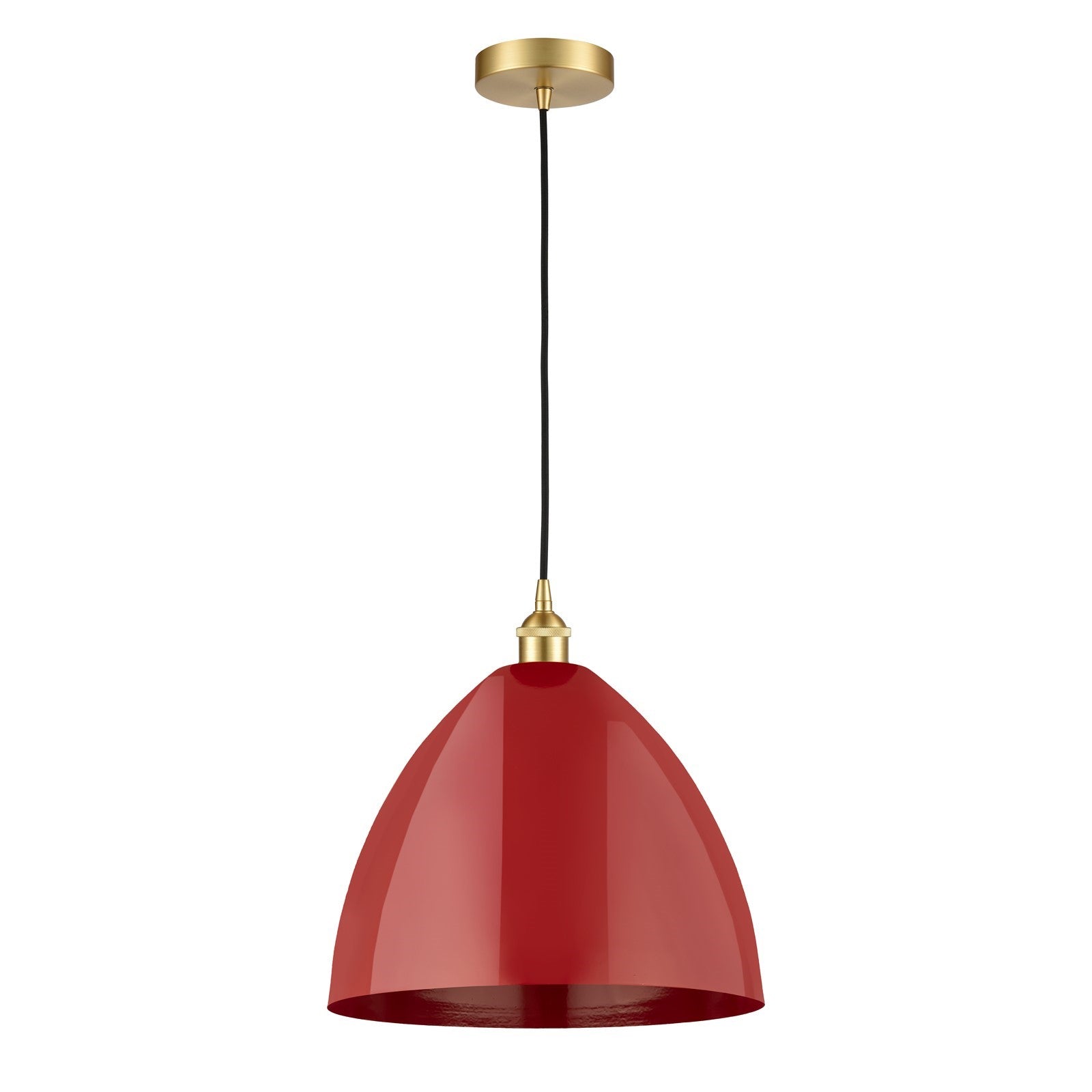 Innovations Plymouth 16in 1-Light Mini Pendant | Industrial Satin Gold Steel and Matte Red Metal | Kitchen Island & Dining | Model 616-1P-SG-MBD-16-RD-LED
