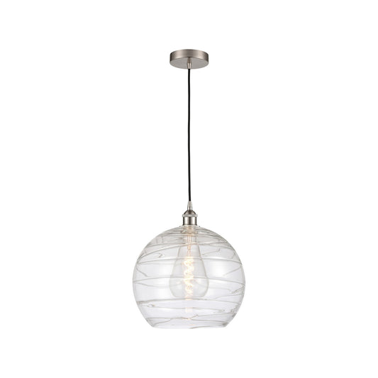 Innovations Athens Deco Swirl 14in 1-Light Mini Pendant | Industrial Brushed Satin Nickel and Clear Glass | Kitchen Island & | Model 616-1P-SN-G1213-14CL