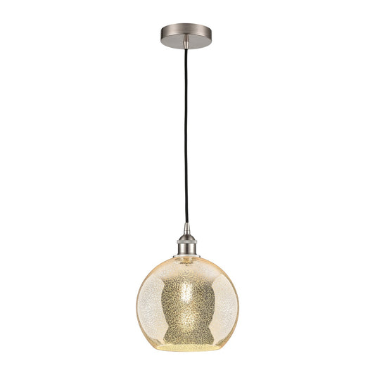 Innovations Athens 10in 1-Light Mini Pendant | Industrial Brushed Satin Nickel and Mercury Glass | Kitchen Island & Dining Room | Model 616-1P-SN-G128-10