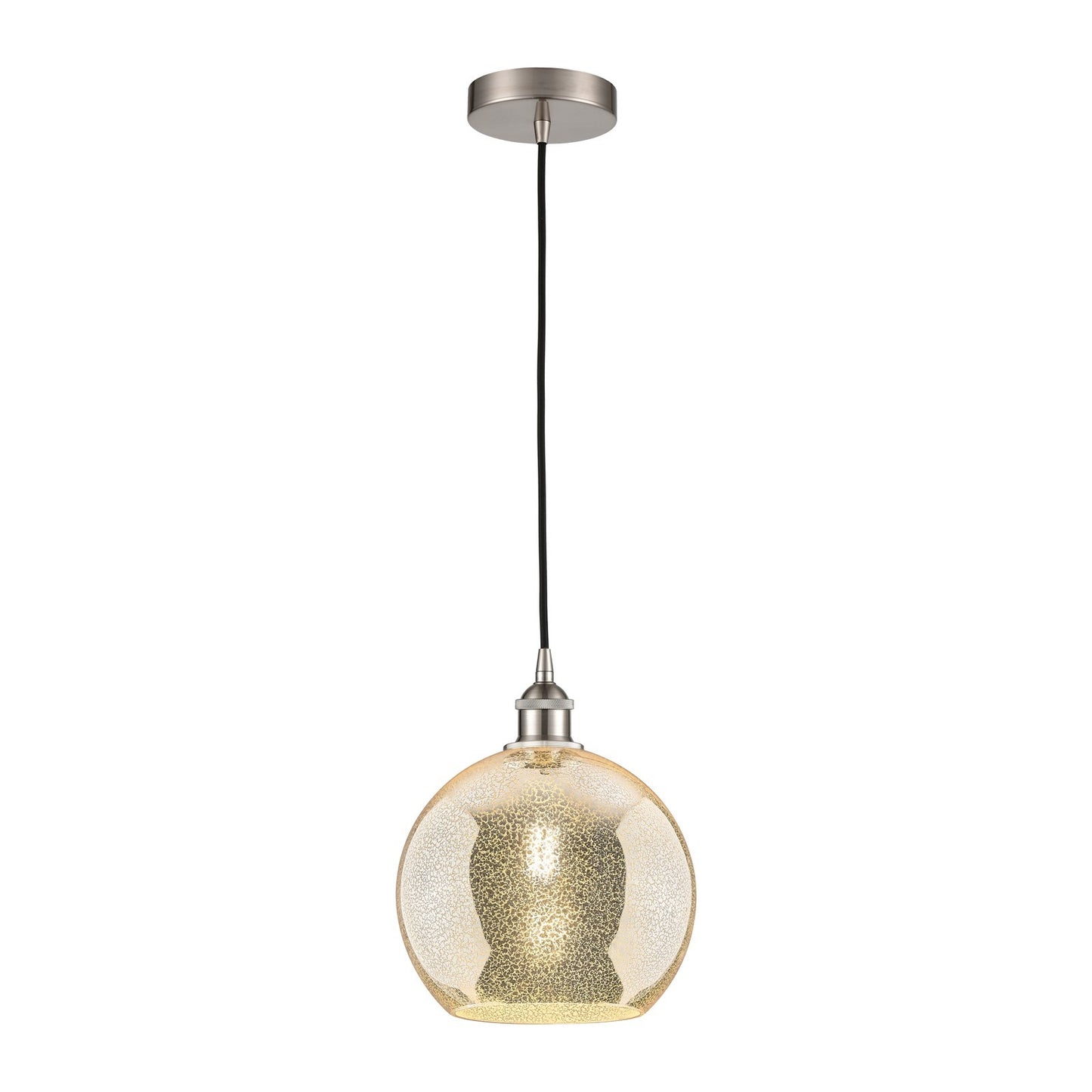 Innovations Athens 10in 1-Light Mini Pendant | Industrial Brushed Satin Nickel and Mercury Glass | Kitchen Island & Dining Room | Model 616-1P-SN-G128-10