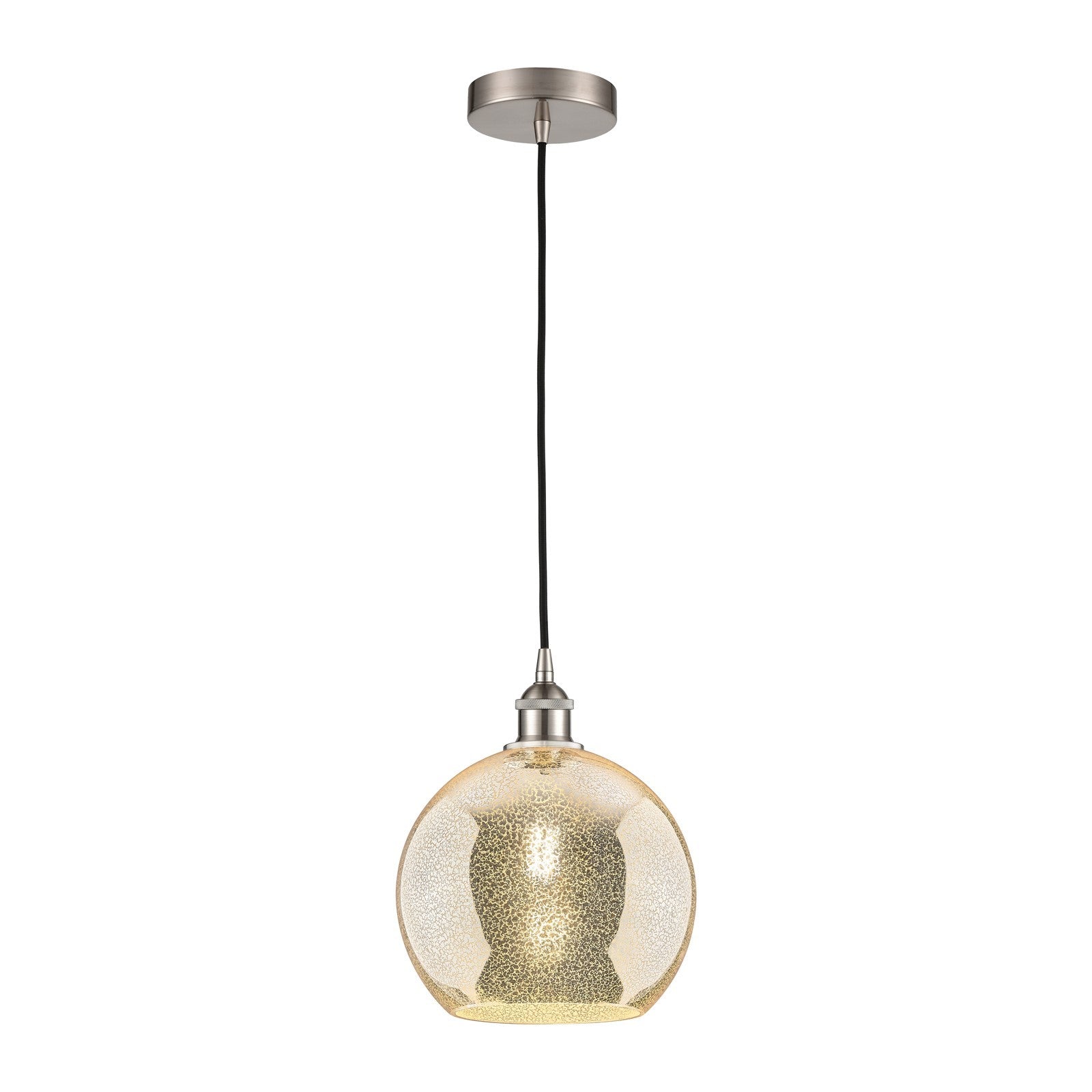 Innovations Athens 10in 1-Light Mini Pendant | Industrial Brushed Satin Nickel and Mercury Glass | Kitchen Island & Dining Room | Model 616-1P-SN-G128-10