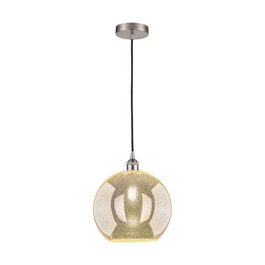 Innovations Athens 12in 1-Light Mini Pendant | Industrial Brushed Satin Nickel and Mercury Glass | Kitchen Island & Dining Room | Model 616-1P-SN-G128-12