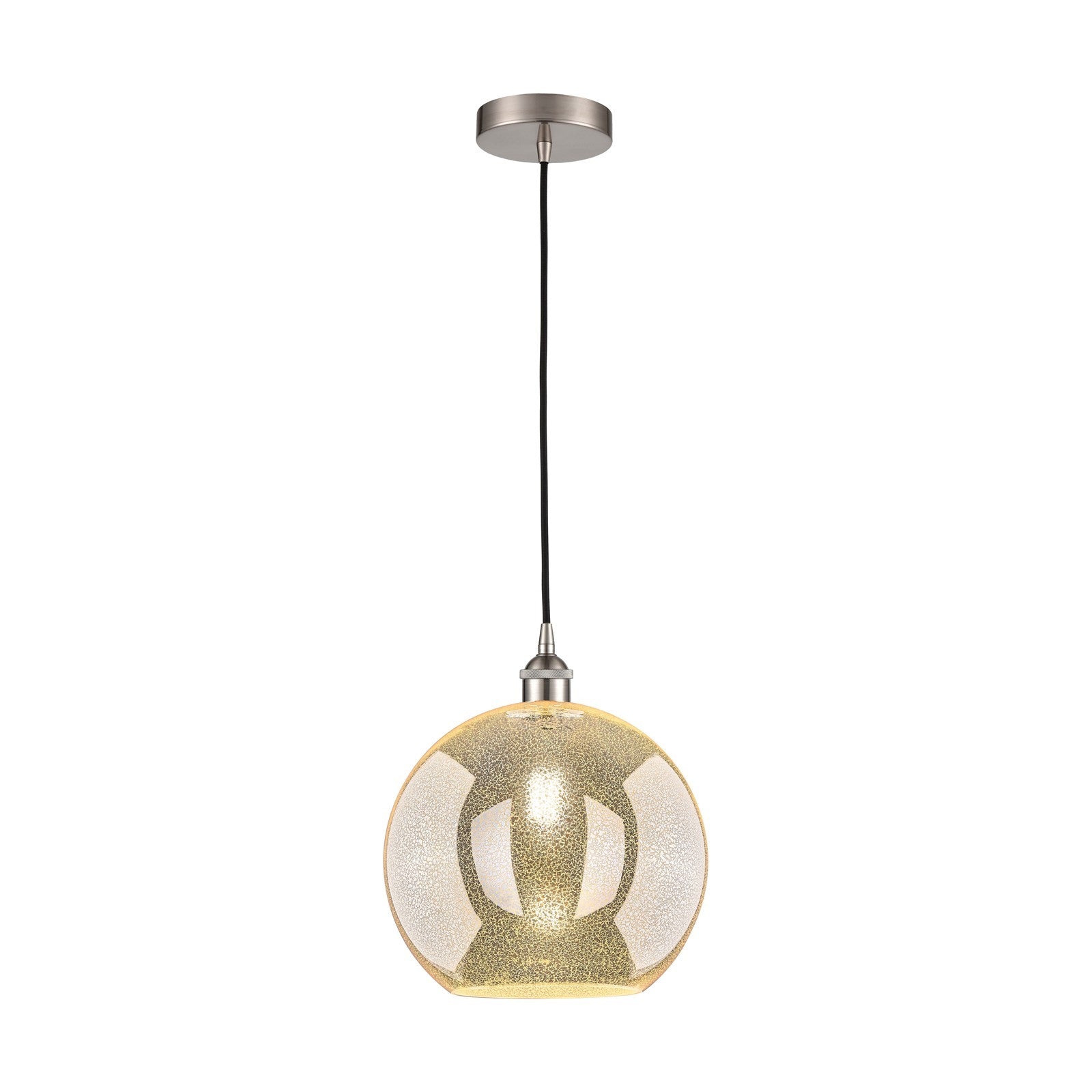 Innovations Athens 12in 1-Light Mini Pendant | Industrial Brushed Satin Nickel and Mercury Glass | Kitchen Island & Dining Room | Model 616-1P-SN-G128-12