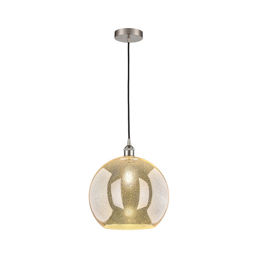 Innovations Athens 14in 1-Light Pendant | Industrial Brushed Satin Nickel Steel and Mercury Glass | Kitchen Island & Dining Room | Model 616-1P-SN-G128-14