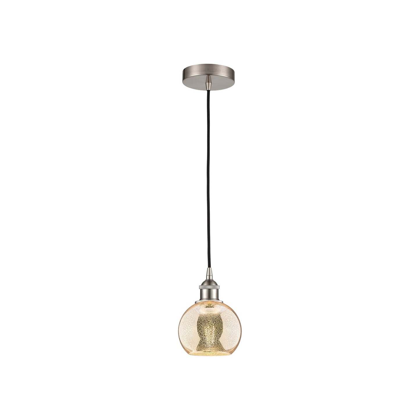 Innovations Athens 6in 1-Light Mini Pendant | Industrial Brushed Satin Nickel and Mercury Glass | Kitchen Island & Dining Room | Model 616-1P-SN-G128-6