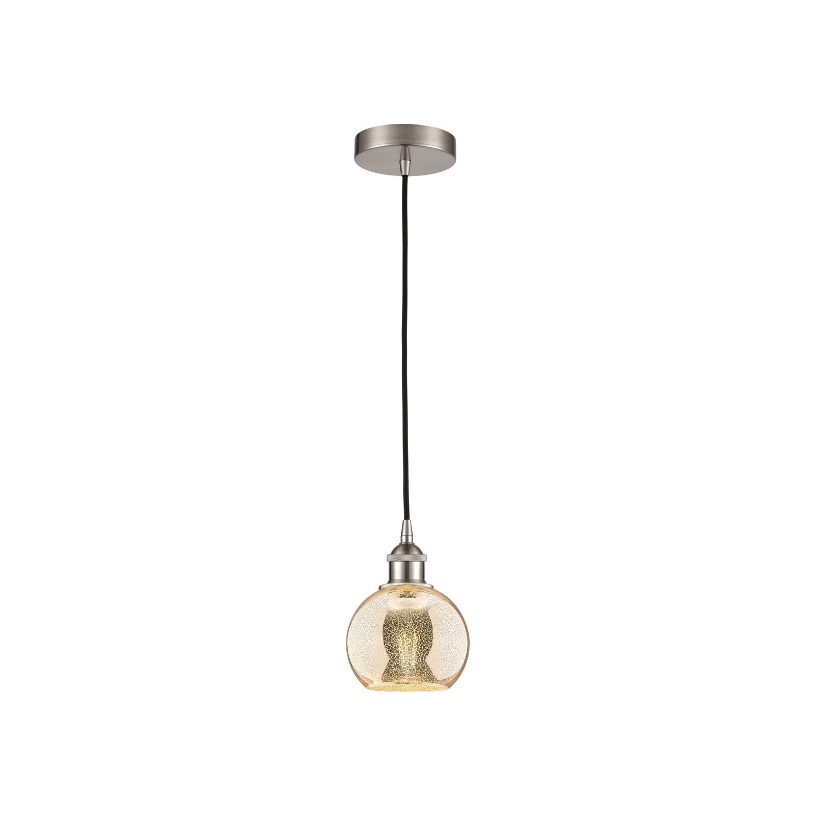 Innovations Athens 6in 1-Light Mini Pendant | Industrial Brushed Satin Nickel and Mercury Glass | Kitchen Island & Dining Room | Model 616-1P-SN-G128-6