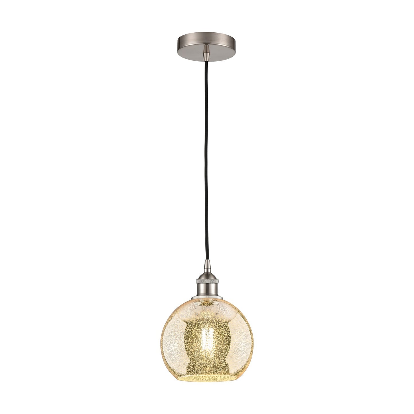 Innovations Athens 8in 1-Light Mini Pendant | Industrial Brushed Satin Nickel and Mercury Glass | Kitchen Island & Dining Room | Model 616-1P-SN-G128-8