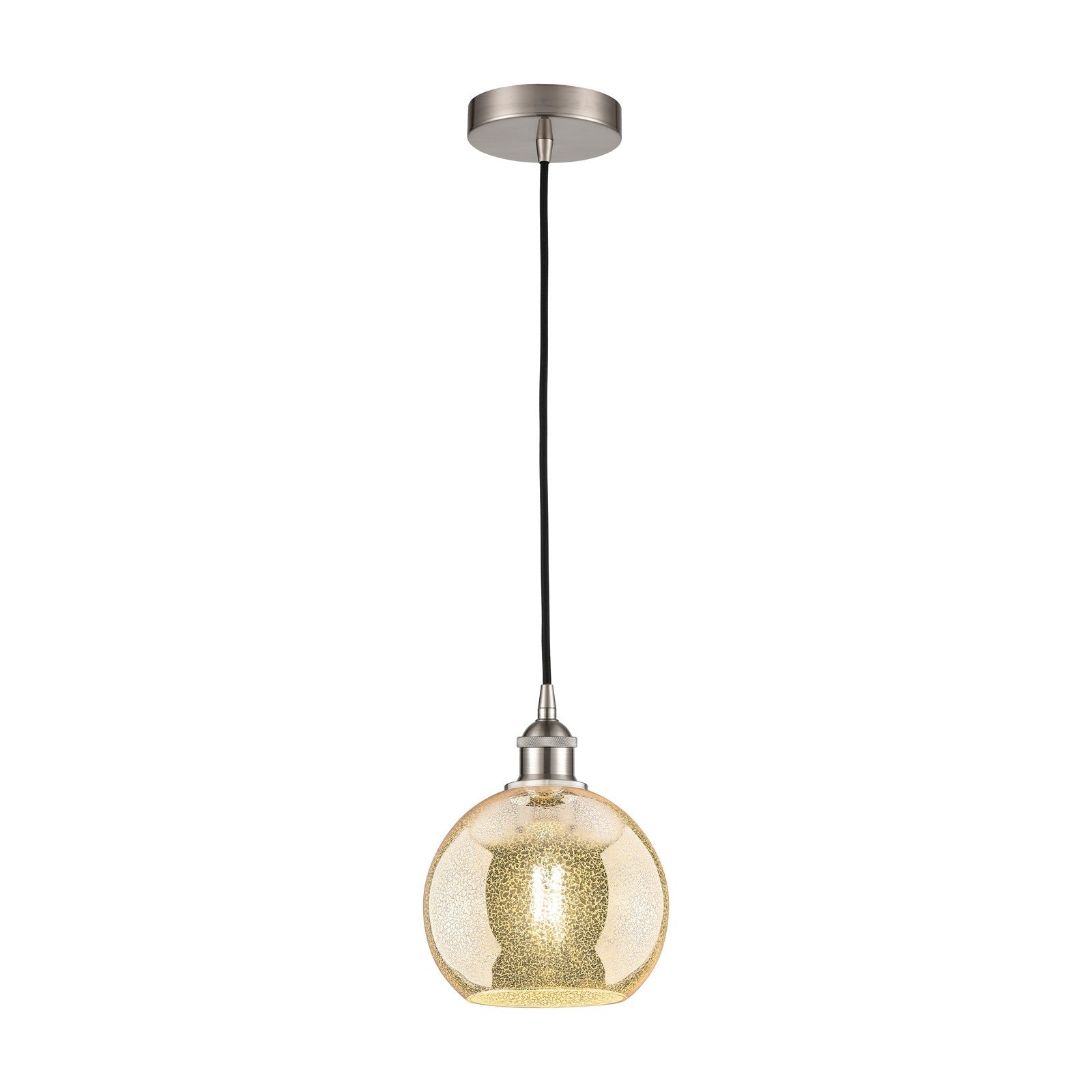 Innovations Athens 8in 1-Light Mini Pendant | Industrial Brushed Satin Nickel and Mercury Glass | Kitchen Island & Dining Room | Model 616-1P-SN-G128-8