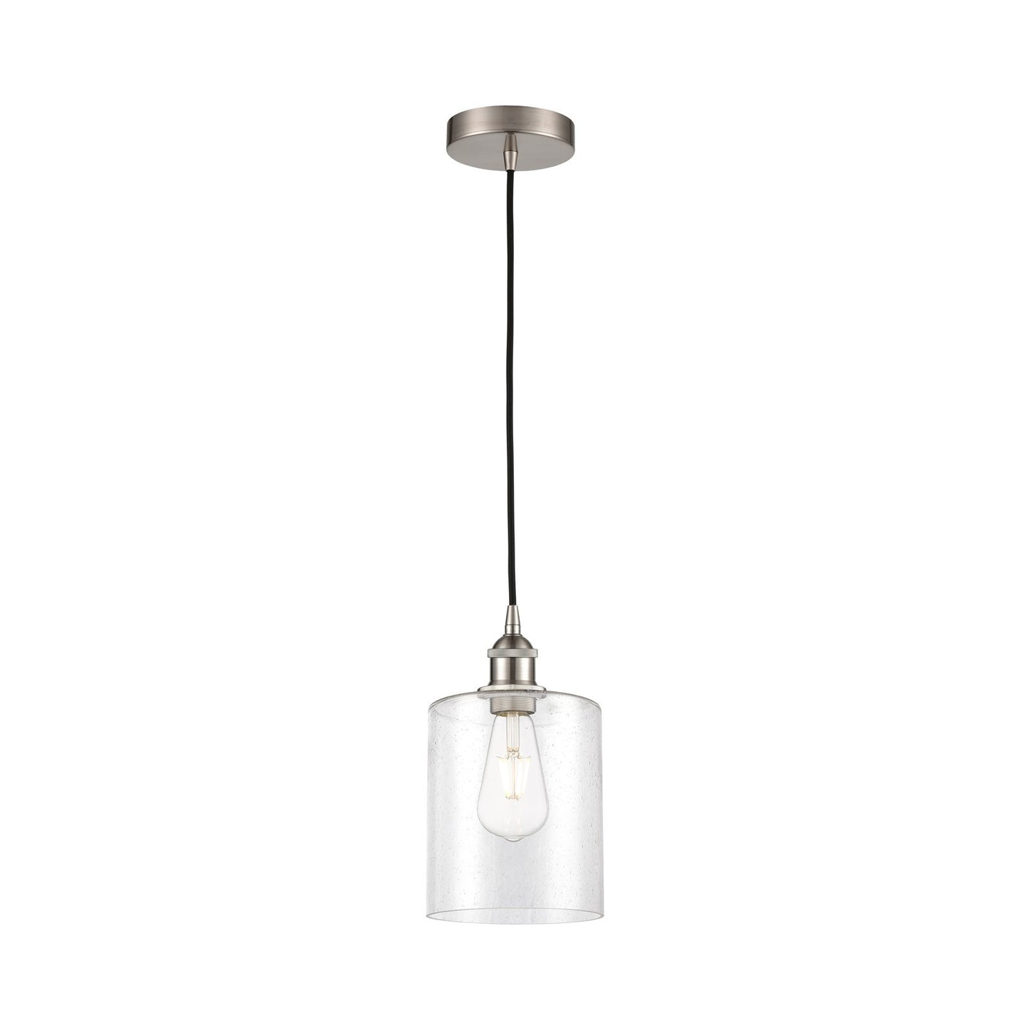 Innovations Paladin 7in 1-Light Mini Pendant | Farmhouse Brushed Satin Nickel Steel and Seedy Glass | Kitchen Island & Dining | Model 616-1P-SN-G4424-7