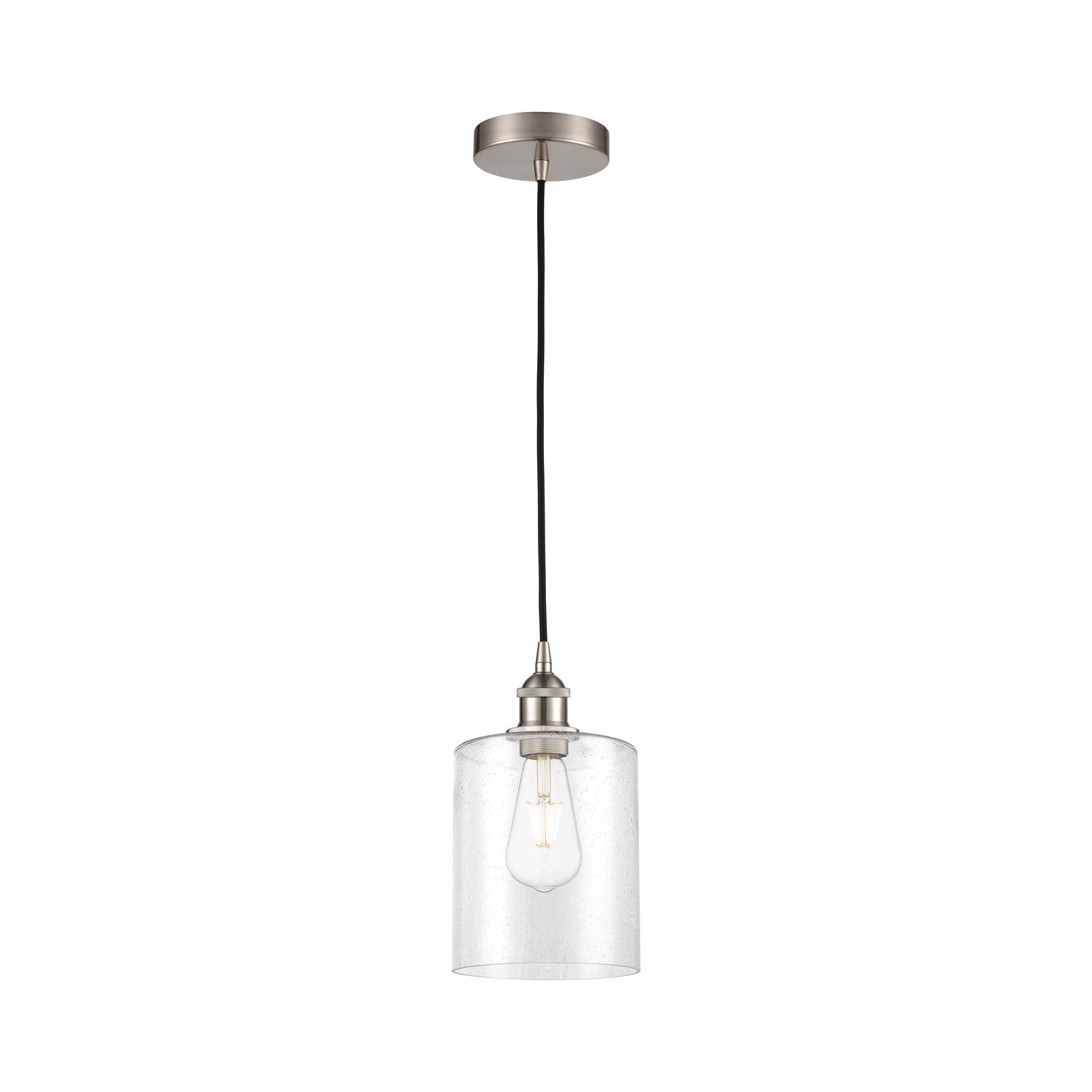 Innovations Paladin 7in 1-Light Mini Pendant | Farmhouse Brushed Satin Nickel Steel and Seedy Glass | Kitchen Island & Dining | Model 616-1P-SN-G4424-7