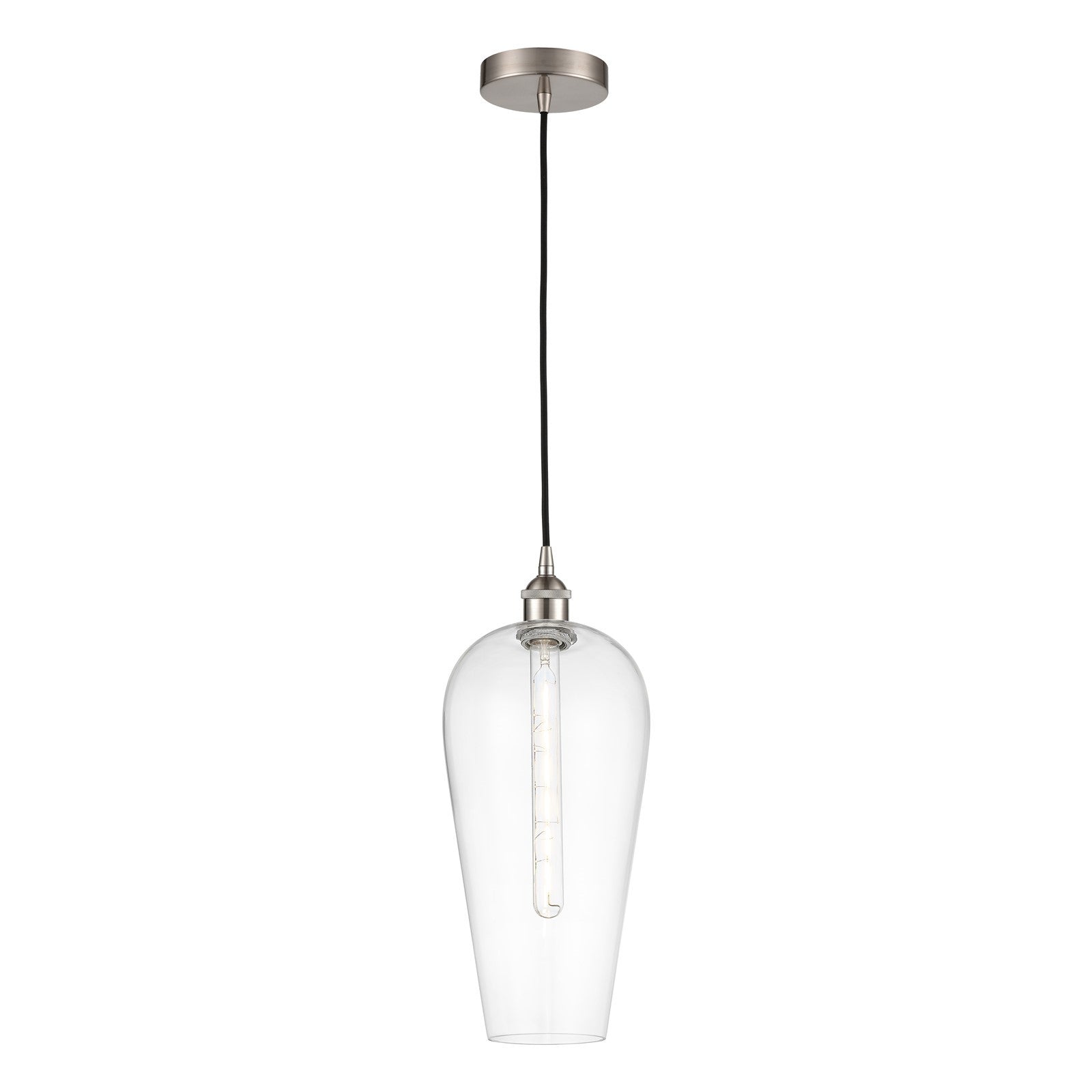 Innovations Chelsea 8in 1-Light Mini Pendant | Industrial Brushed Satin Nickel and Matte Black Glass | Kitchen Island & Dining | Model 616-1P-SN-G456-8CL