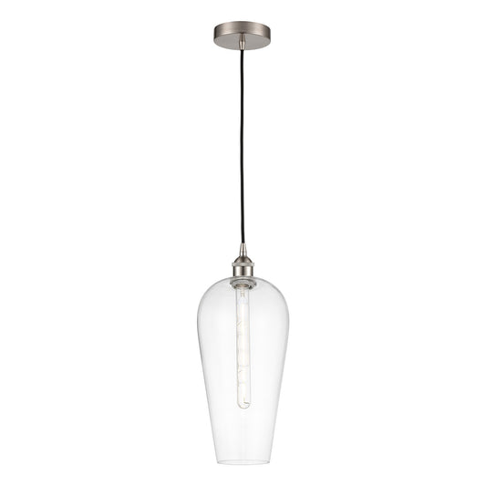 Innovations Chelsea 8in 1-Light Mini Pendant | Industrial Brushed Satin Nickel and Matte Black Glass | Kitchen Island & Dining | Model 616-1P-SN-G456-8CL