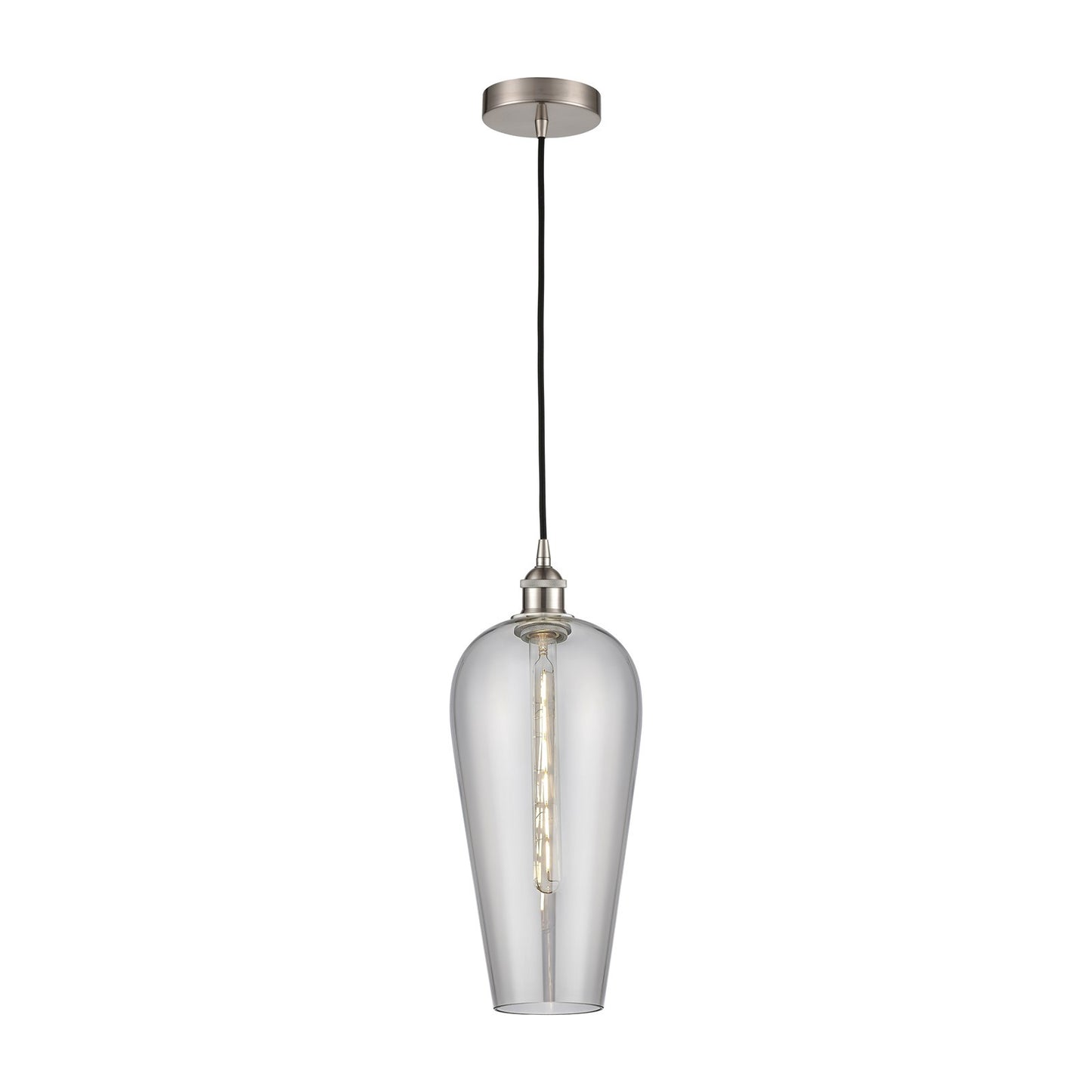 Innovations Chelsea 8in 1-Light Mini Pendant | Industrial Brushed Satin Nickel and Light Smoke Glass | Kitchen Island & Dining | Model 616-1P-SN-G456-8SM