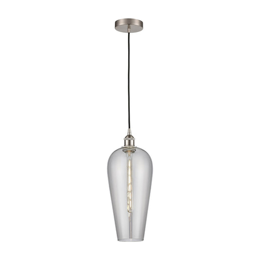 Innovations Chelsea 8in 1-Light Mini Pendant | Industrial Brushed Satin Nickel and Light Smoke Glass | Kitchen Island & Dining | Model 616-1P-SN-G456-8SM