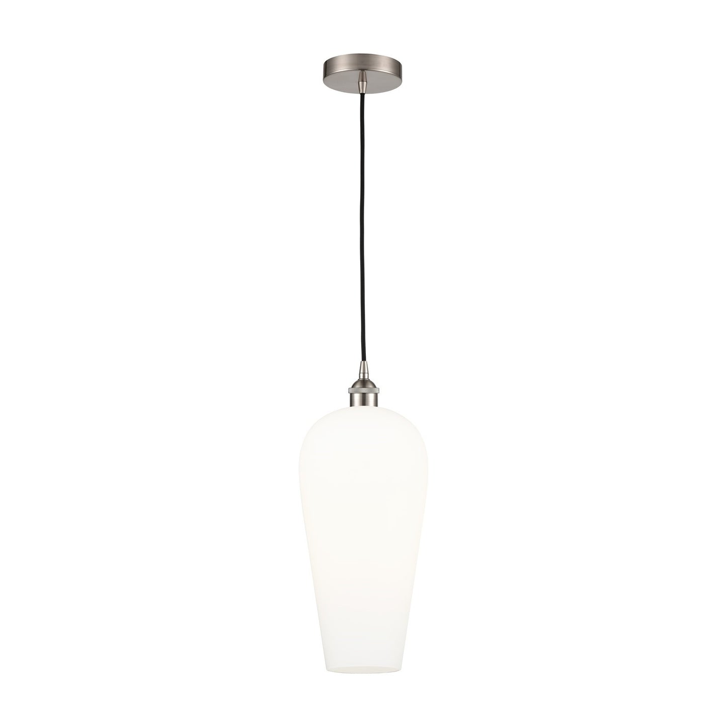 Innovations Chelsea 8in 1-Light Mini Pendant | Industrial Brushed Satin Nickel Steel and White Glass | Kitchen Island & Dining | Model 616-1P-SN-G456-8WH