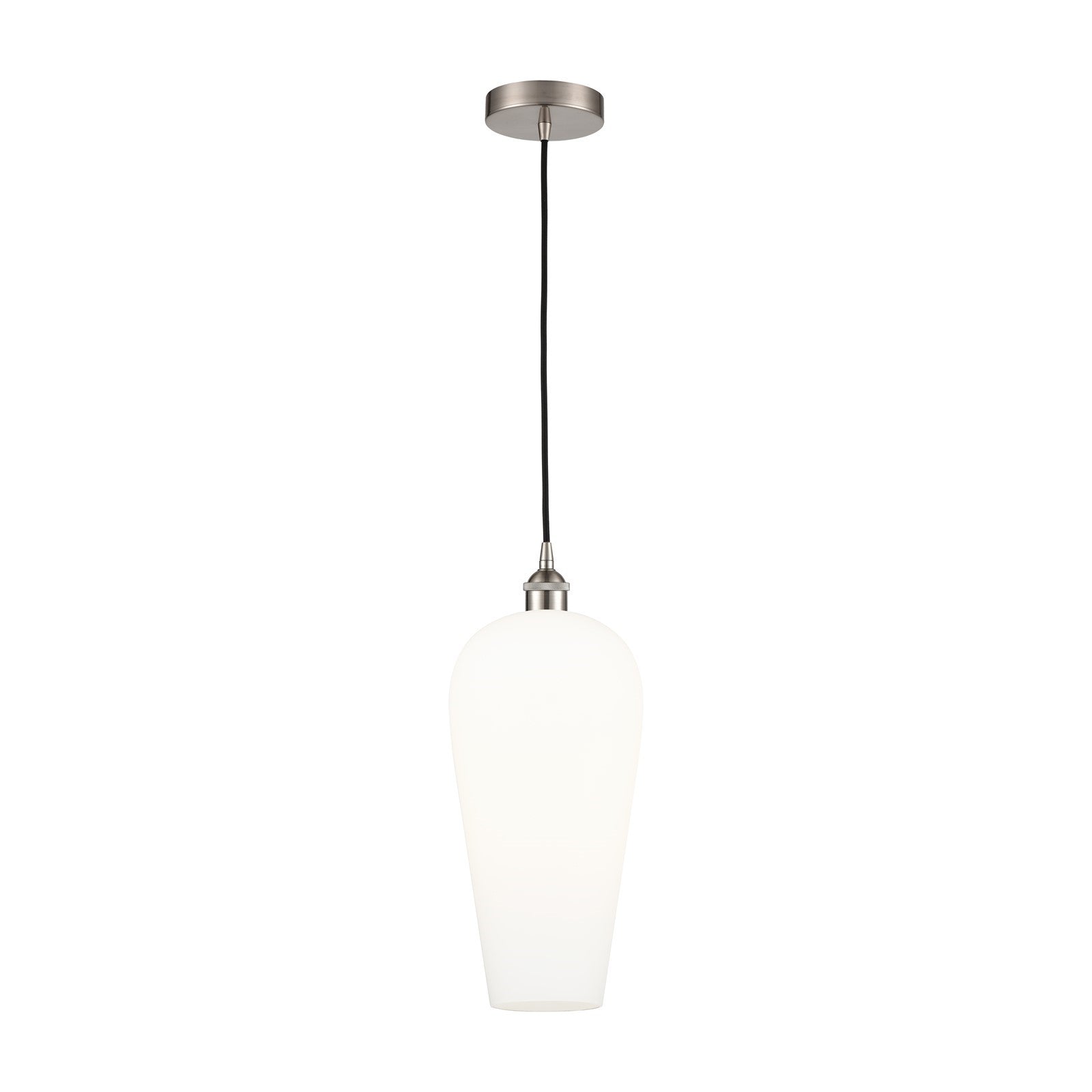 Innovations Chelsea 8in 1-Light Mini Pendant | Industrial Brushed Satin Nickel Steel and White Glass | Kitchen Island & Dining | Model 616-1P-SN-G456-8WH