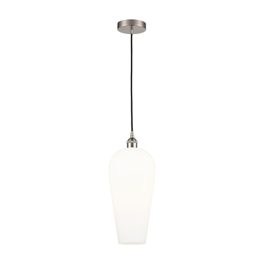 Innovations Chelsea 8in 1-Light Mini Pendant | Industrial Brushed Satin Nickel Steel and White Glass | Kitchen Island & Dining | Model 616-1P-SN-G456-8WH