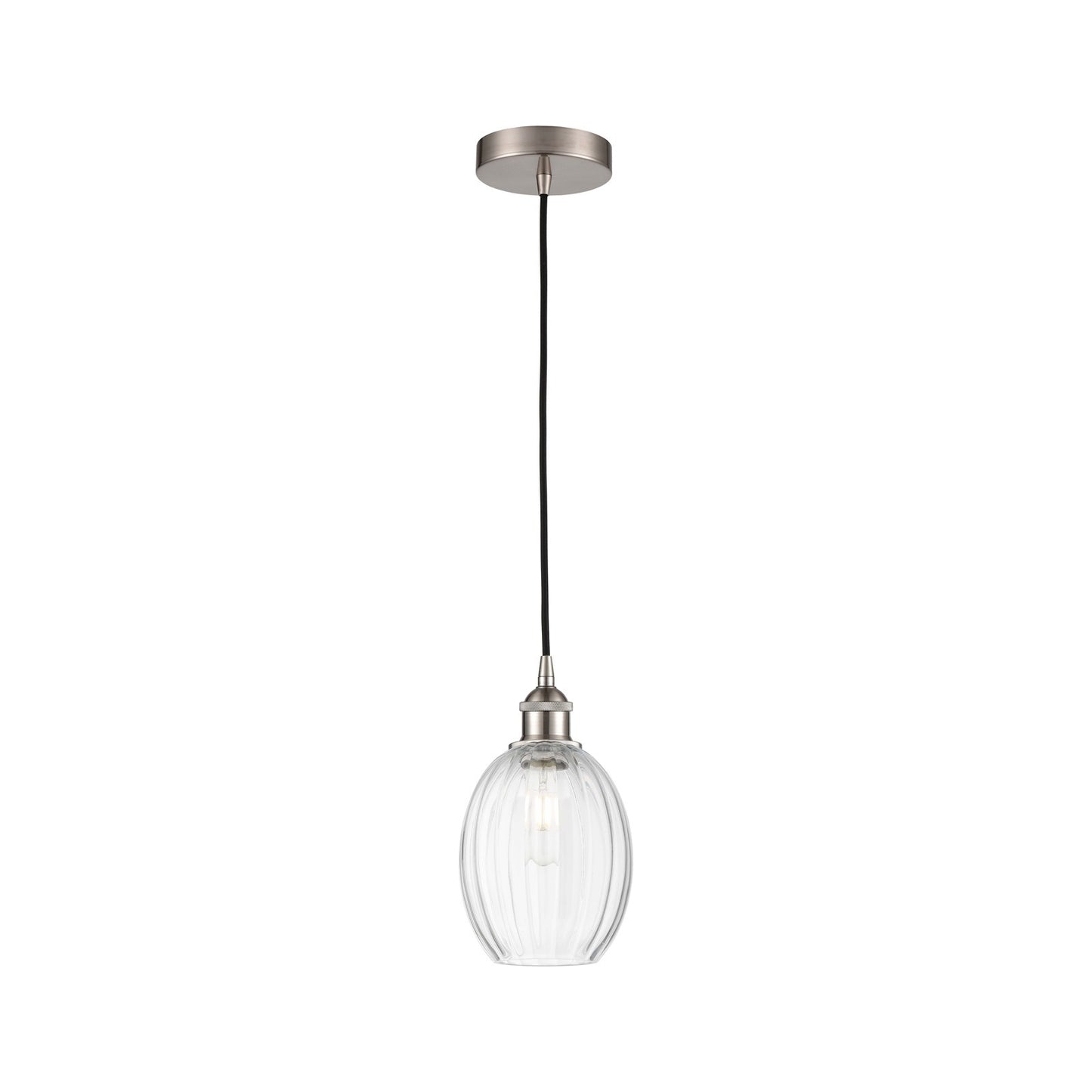 Innovations Preston Bulb 6.25in 1-Light Mini Pendant | Industrial Brushed Satin Nickel Steel and Clear Glass | Kitchen Island & | Model 616-1P-SN-G459-6CL