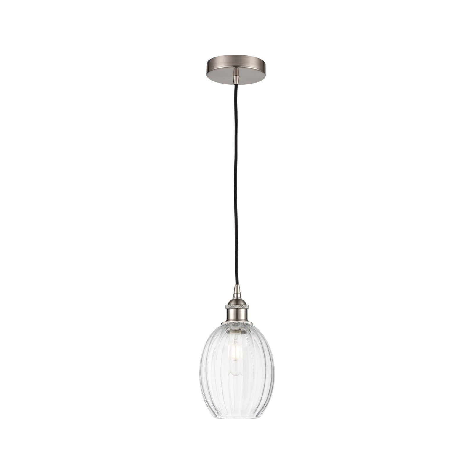 Innovations Preston Bulb 6.25in 1-Light Mini Pendant | Industrial Brushed Satin Nickel Steel and Clear Glass | Kitchen Island & | Model 616-1P-SN-G459-6CL