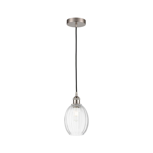 Innovations Preston Bulb 6.25in 1-Light Mini Pendant | Industrial Brushed Satin Nickel Steel and Clear Glass | Kitchen Island & | Model 616-1P-SN-G459-6CL