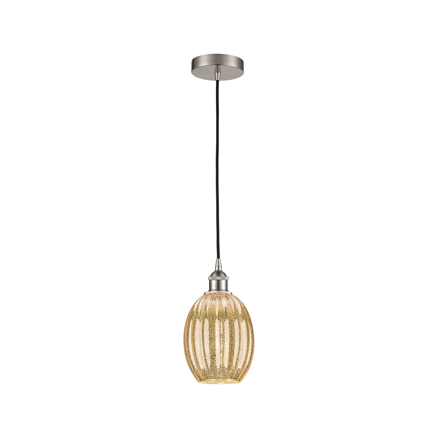 Innovations Preston Bulb 6.25in 1-Light Mini Pendant | Industrial Brushed Satin Nickel and Mercury Glass | Kitchen Island & | Model 616-1P-SN-G459-6ME