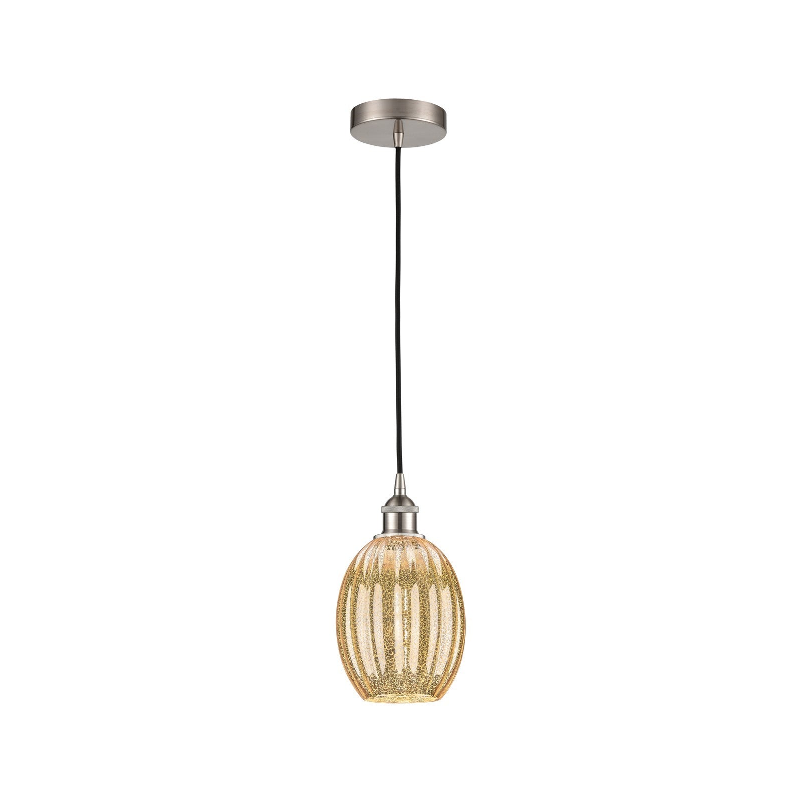 Innovations Preston Bulb 6.25in 1-Light Mini Pendant | Industrial Brushed Satin Nickel and Mercury Glass | Kitchen Island & | Model 616-1P-SN-G459-6ME