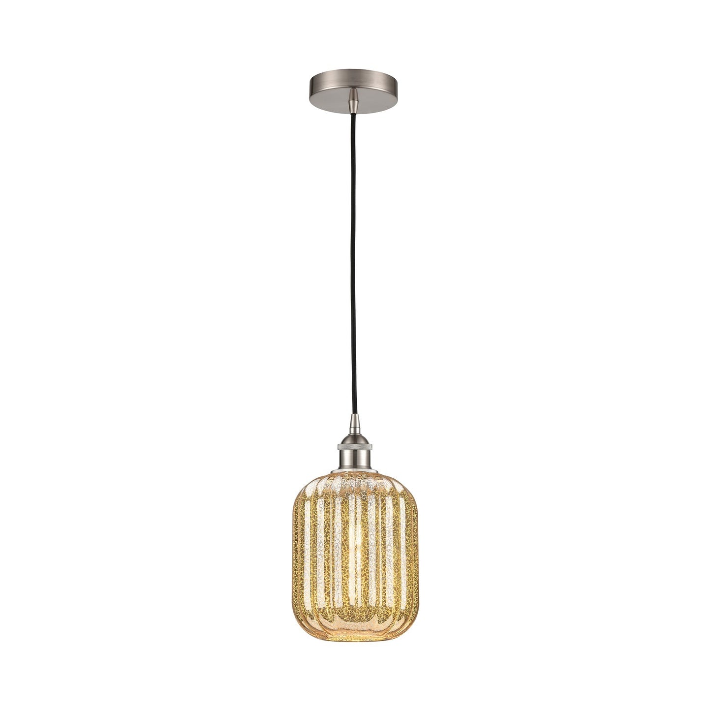Innovations Preston Cylinder 7in 1-Light Mini Pendant | Industrial Brushed Satin Nickel and Mercury Glass | Kitchen Island & | Model 616-1P-SN-G460-7ME
