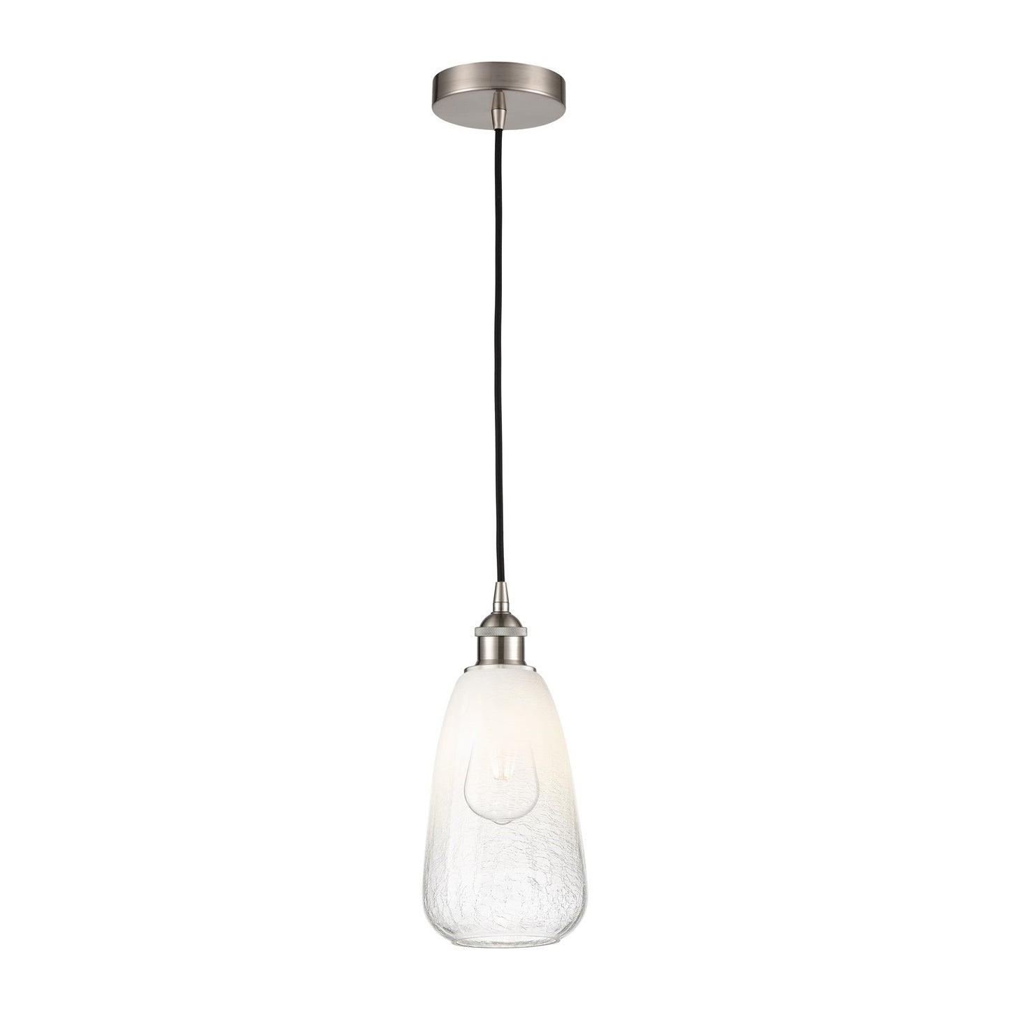 Innovations Brookhaven Almond 6in 1-Light Mini Pendant | Industrial Brushed Satin Nickel and Opal Glass | Kitchen Island & | Model 616-1P-SN-G480-6OP