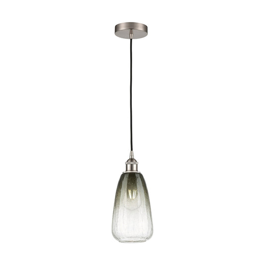 Innovations Brookhaven Almond 6in 1-Light Mini Pendant | Industrial Brushed Satin Nickel and Matte Black Glass | Kitchen Island | Model 616-1P-SN-G480-6SL