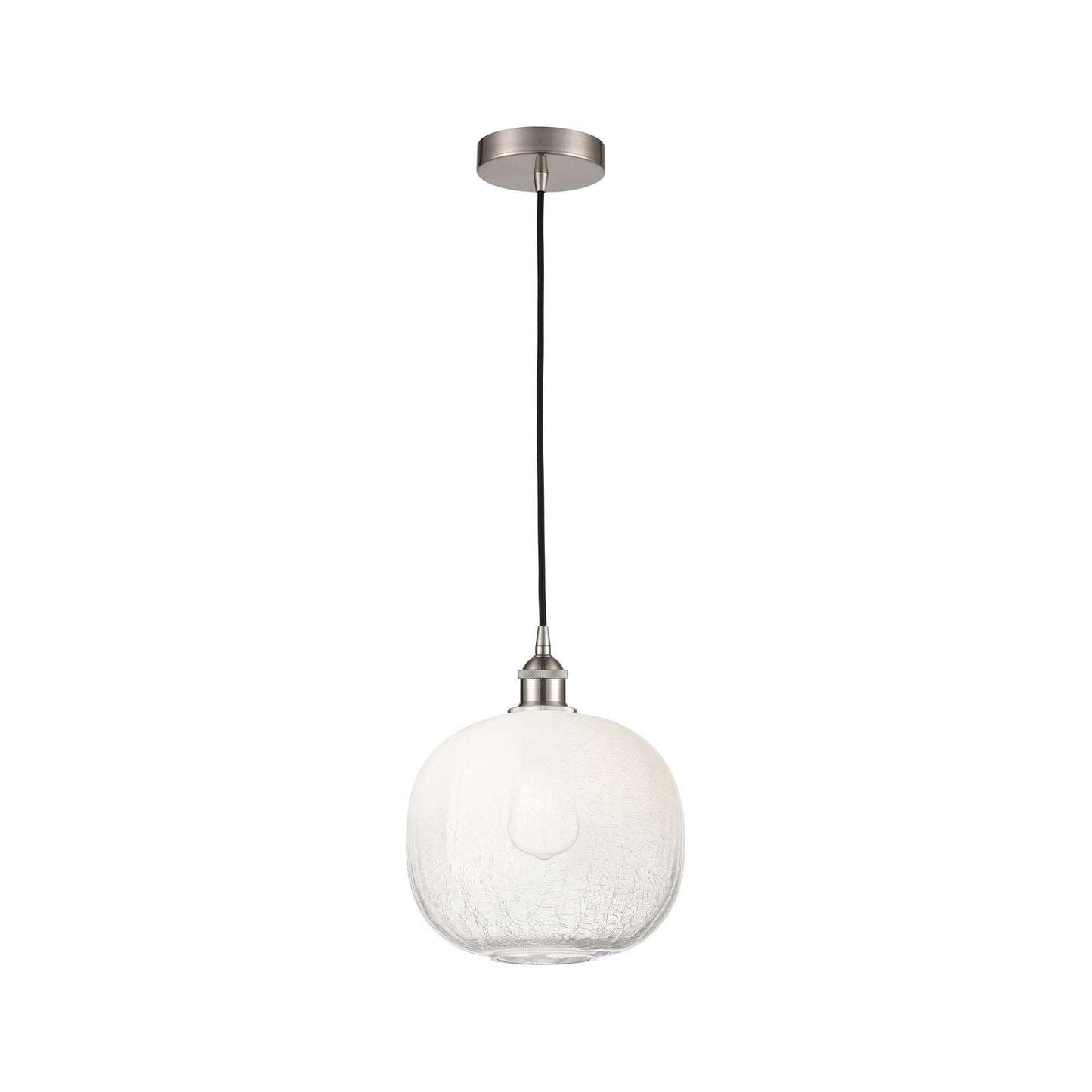 Innovations Brookhaven Sphere 11in 1-Light Mini Pendant | Industrial Brushed Satin Nickel and Matte Black Glass | Kitchen | Model 616-1P-SN-G481-10OP