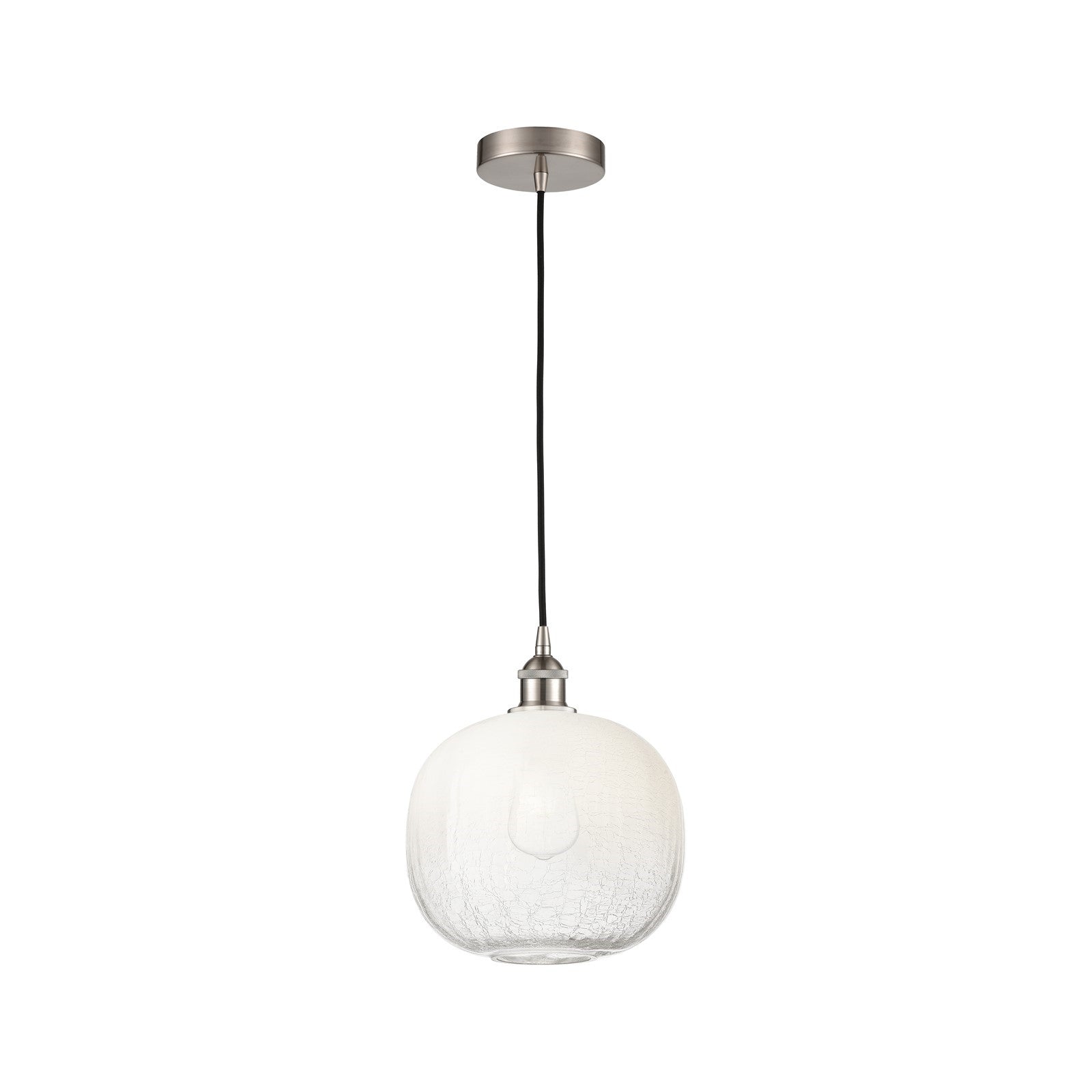 Innovations Brookhaven Sphere 11in 1-Light Mini Pendant | Industrial Brushed Satin Nickel and Matte Black Glass | Kitchen | Model 616-1P-SN-G481-10OP