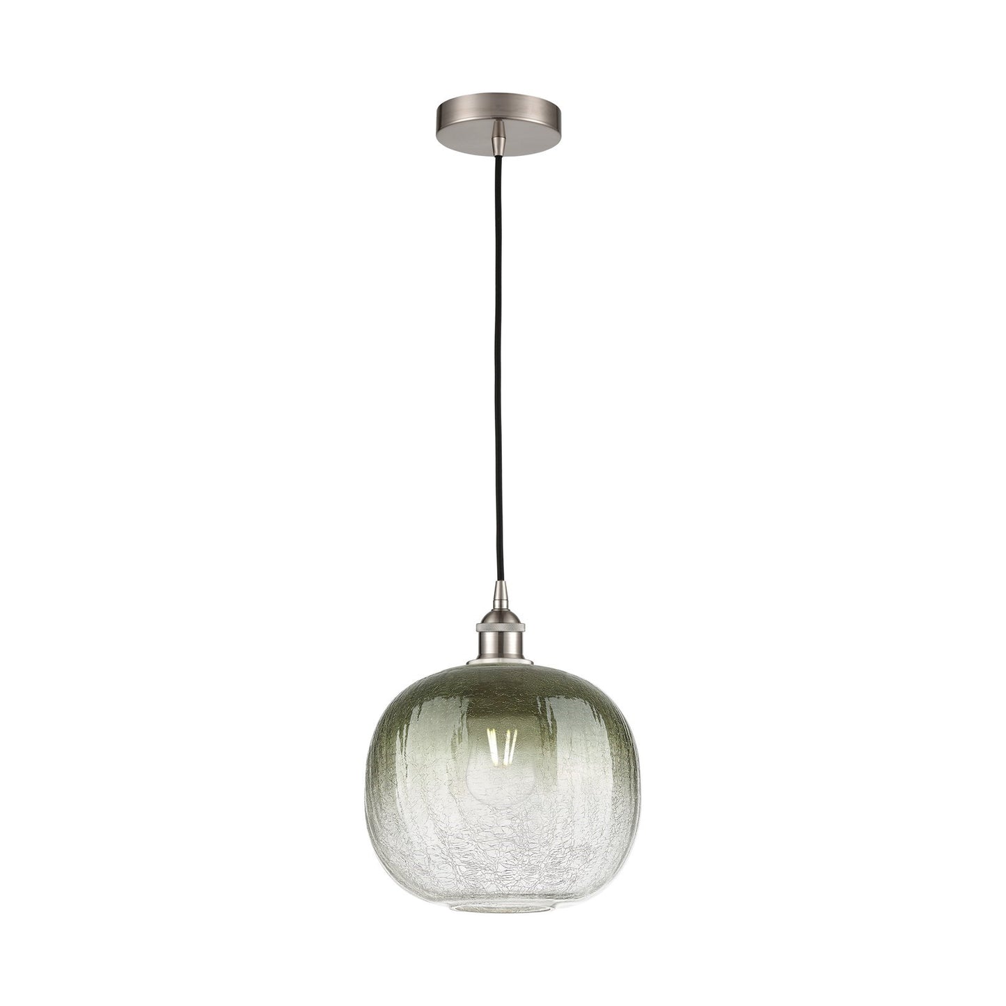 Innovations Brookhaven Sphere 11in 1-Light Mini Pendant | Industrial Brushed Satin Nickel and Matte Black Glass | Kitchen | Model 616-1P-SN-G481-10SL