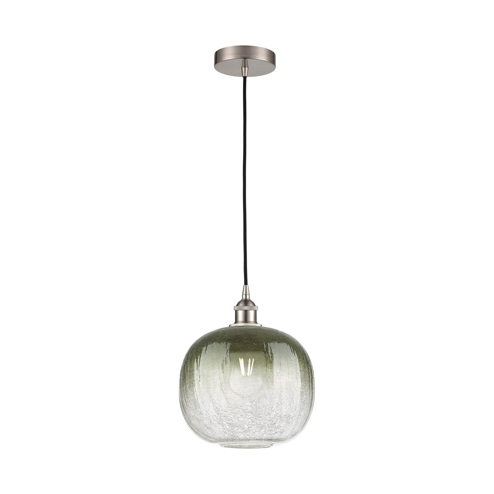Innovations Brookhaven Sphere 11in 1-Light Mini Pendant | Industrial Brushed Satin Nickel and Matte Black Glass | Kitchen | Model 616-1P-SN-G481-10SL