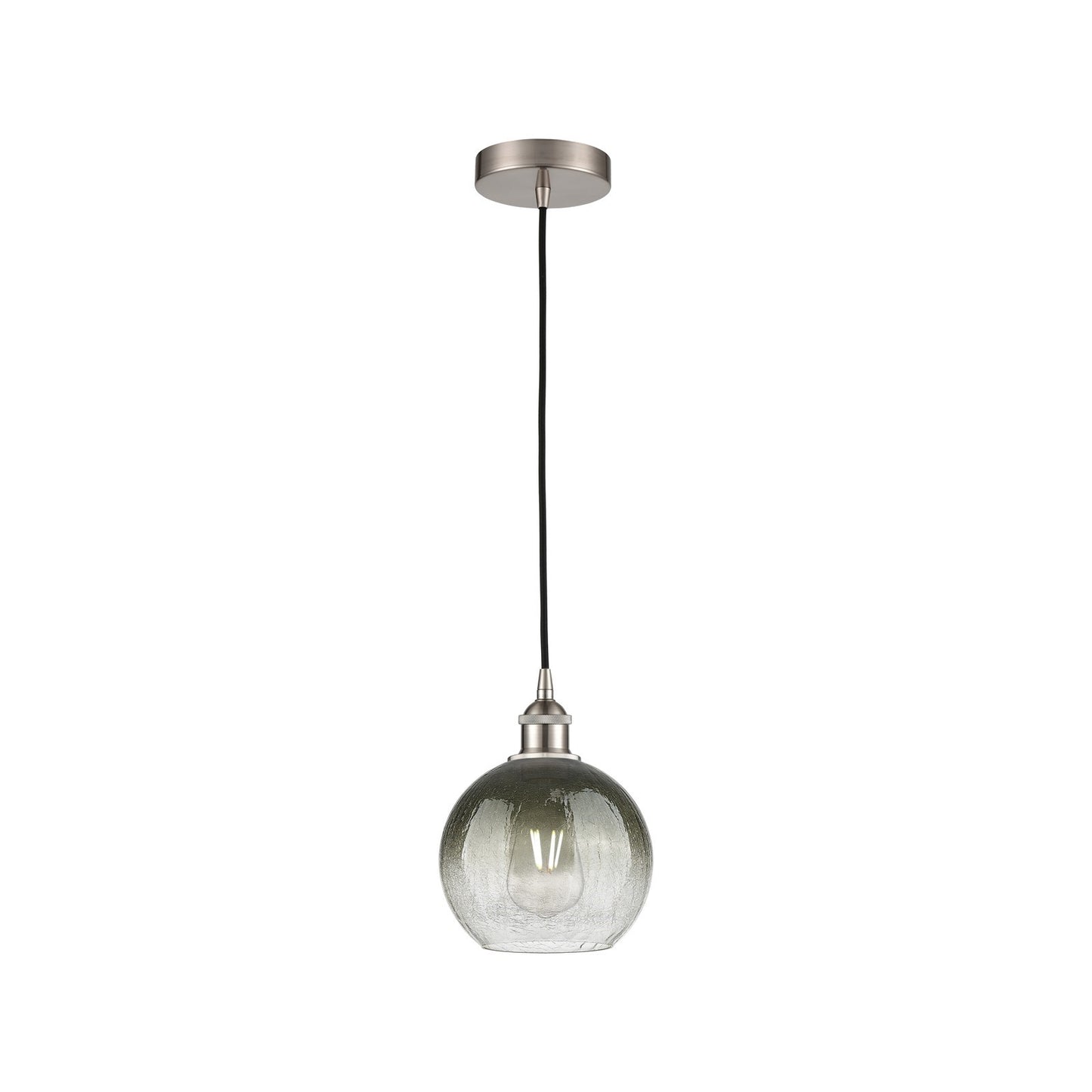 Innovations Brookhaven Globe 8in 1-Light Mini Pendant | Industrial Brushed Satin Nickel and Matte Black Glass | Kitchen Island | Model 616-1P-SN-G483-8SL