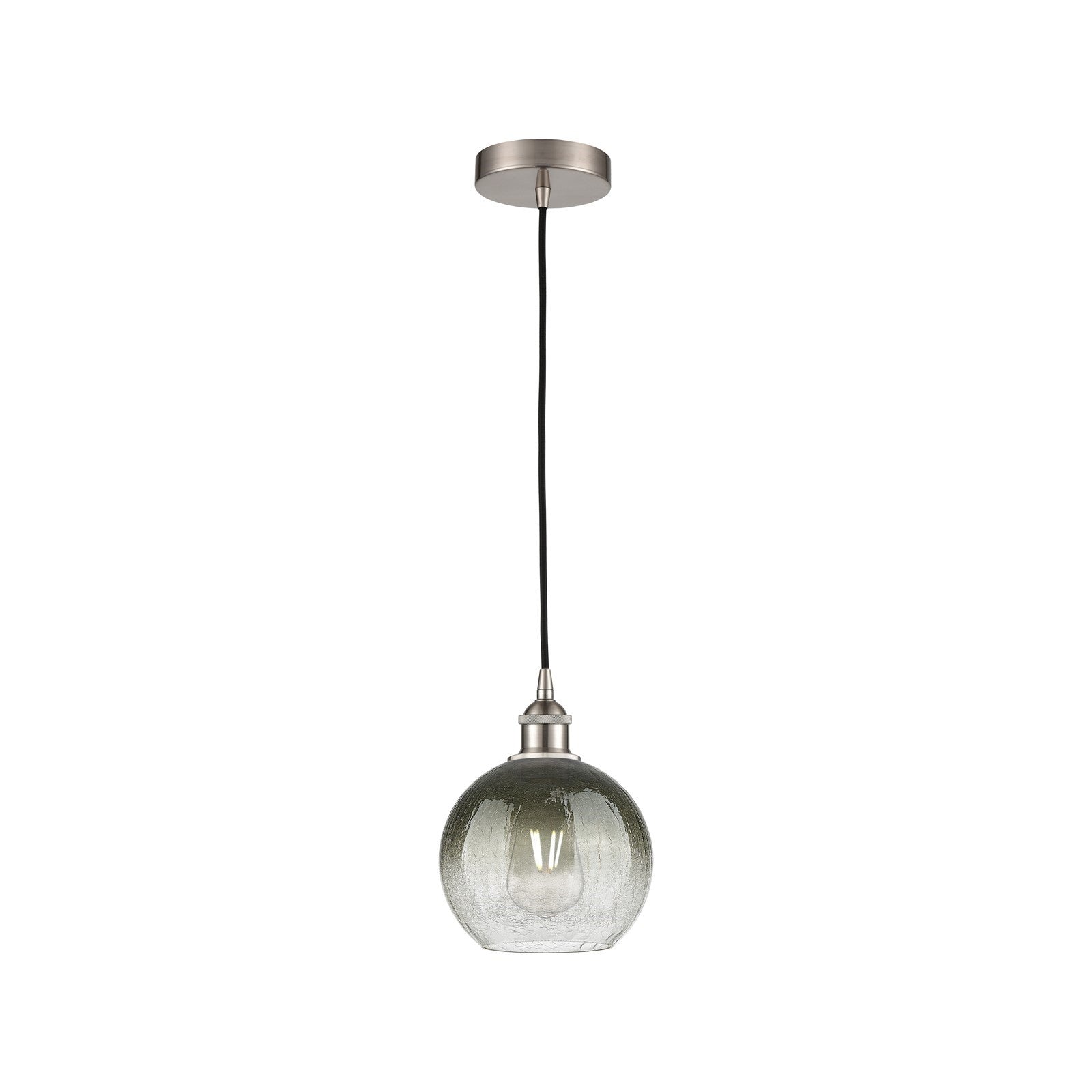 Innovations Brookhaven Globe 8in 1-Light Mini Pendant | Industrial Brushed Satin Nickel and Matte Black Glass | Kitchen Island | Model 616-1P-SN-G483-8SL