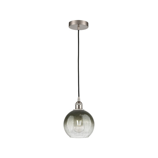 Innovations Brookhaven Globe 8in 1-Light Mini Pendant | Industrial Brushed Satin Nickel and Matte Black Glass | Kitchen Island | Model 616-1P-SN-G483-8SL