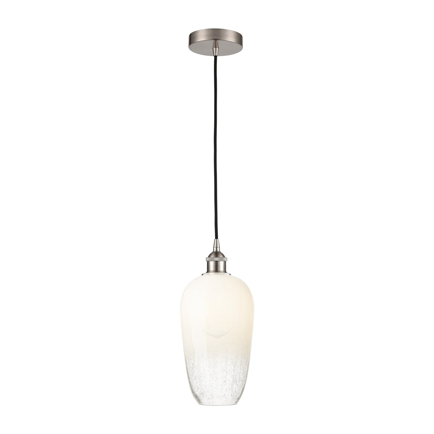 Innovations Brookhaven Flute 7in 1-Light Mini Pendant | Industrial Brushed Satin Nickel Steel and Opal Glass | Kitchen Island & | Model 616-1P-SN-G484-7OP