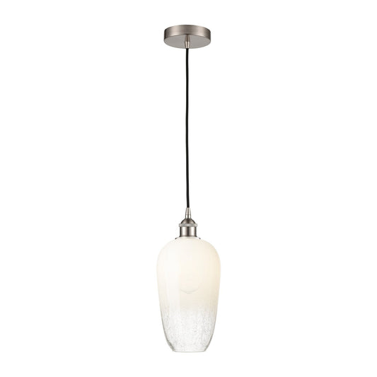 Innovations Brookhaven Flute 7in 1-Light Mini Pendant | Industrial Brushed Satin Nickel Steel and Opal Glass | Kitchen Island & | Model 616-1P-SN-G484-7OP